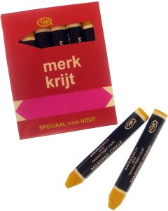 Merkkrijt (droog) hard geel 12 stuks in een doosje