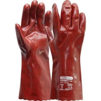 PVC werkhandschoenen 35 cm kleur rood