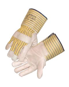 Werkhandschoenen nerfleder met gerubberiseerde gele kap en p